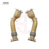 SD Hochleistungs-Downpipe mit Katalysator für Porsche Cayenne 958 GTS 4.8L 2012-2014 Racing T304 Auspuff mit Gold-Hitzeschild