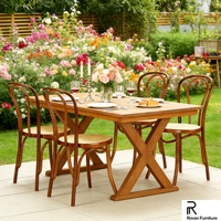 Nouvelle Chaise de Salle à Manger Élégante en Bois, avec Dossier Courbé à Double Cerceau et Assise en Rotin Tressé, Chaise en Bois Massif pour Café, Mariage, Événement, Location