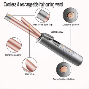 <span class=keywords><strong>Fer</strong></span> à <span class=keywords><strong>friser</strong></span> <span class=keywords><strong>conique</strong></span> sans fil rechargeable USB NB WIDE avec LED PTC en plastique, 160-200°C, 25W - Product Image 2