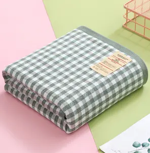 Cotton export embroidered picnic tea art cloth with small plaid pattern Custom Color Size Gray Kitchen towel table cover cloth