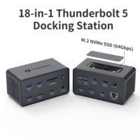 Base de Conexión Thunderbolt 5 18 en 1, 80Gbps USB-C, 8K DP, LAN 2.5G, M.2 SSD, 140W PD para Laptop