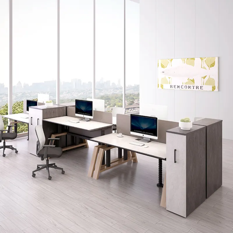 Meja tulis kantor, lift mebel kantor tinggi dapat diatur untuk game komputer berdiri listrik stasiun kerja eksekutif