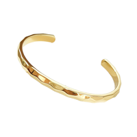 Bracelets ajustables Moos à manchette ouverte, unisexe, motif losange minimaliste, en acier inoxydable en forme de C, avec zircon, plaqué or 18 carats, tendance