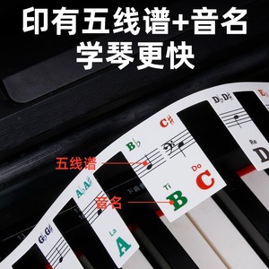Piano Keyboard Stickers 88 <b>Keys</b> Musical Notes <b>Labels</b> For Electric Piano Upright Piano Grand Piano Learning Aid - Product Image 3