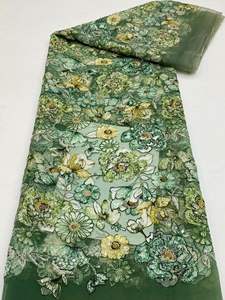 Tissu brodé en organza, imprimé, orné de perles <span class=keywords><strong>et</strong></span> de paillettes pour robes féminines, costumes de spectacle, chaussures, sacs, chapeaux <span class=keywords><strong>et</strong></span> broderies perlées - Product Image 4