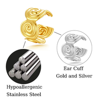 Bijoux non-percés en acier inoxydable hypoallergénique Maina pour cartilage et tragus, clips d'oreille papillon, fleur, cœur, manchette d'oreille