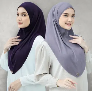 Malaysia Der beste Mini plissiert weicher chiffon tragebereiter sofortiger Hijab dehnbarer Schal Tudung damen islamisches Kopftuch