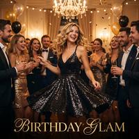 Robe Courte Femme Décontractée à Paillettes Scintillantes en Spandex, Col en V, Bretelles Fines, Doublée, Idéale pour Soirées et Anniversaires