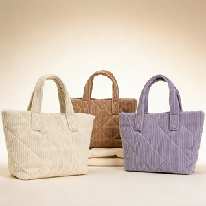 Bolsa de Viaje y Compras de Pana Acolchada Colorida Personalizada al por Mayor para Uso Diario, Bolsas de Cosméticos Personalizadas con Logotipo para Mujeres y Niñas - Product Image 5