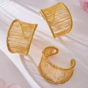 <span class=keywords><strong>Bracelet</strong></span> manchette large ouvert Enigma Li Z588 en acier inoxydable plaqué or 18 carats, bijoux de mode - Product Image 4