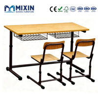 Ensemble de table et chaise d'étude à deux places, confortable, pour salle de classe, bureau et chaise pour étudiants du collège, fournisseur de mobilier scolaire en bois
