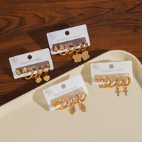 Anting-anting Baja Tahan Karat Motif Bunga, Ular, Kupu-kupu, Anting-anting Bentuk Hati, Anting-anting Salib, Anting-anting Stud
