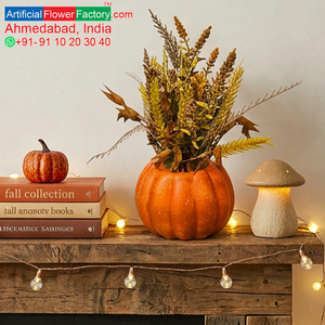 Bouquet rustique artificiel couleur crème prairie, vase citrouille, arrangement de fleurs séchées d'automne, décoration d'intérieur, centre de table, idée cadeau - Product Image 6