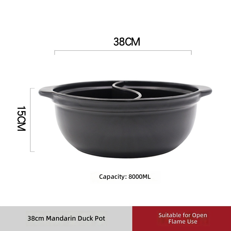 Marmite noire de 38 cm avec flamme nue