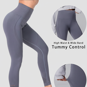 Pantalones de Yoga de cintura alta para mujer, mallas deportivas sin costuras para gimnasio con cintura elástica para entrenamiento, mallas de Yoga sólidas de cintura alta - Product Image 1