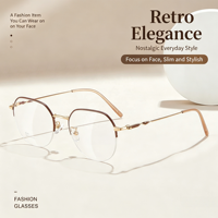6389 Bingkai Kacamata Unisex Vintage Biru/Ungu Desain Permukaan Datar Terinspirasi Optik