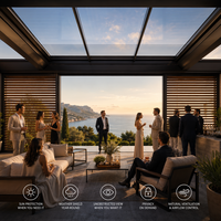 Pérgola Bioclimática Motorizada de Aluminio 6063-T6 de Alta Resistencia, Techo de Láminas para Todo Clima, Gazebo con Control Remoto Inteligente para Balcón y Patio