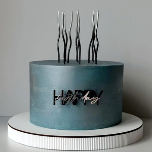 ของตกแต่งเค้กวันเกิดรูปน้ำผึ้งและน้ำตาลหวาน สีดำทอง อะคริลิคแบบเสียบ ตกแต่งเค้กสองชั้น อุปกรณ์จัดงานวันเกิด - Product Image 3