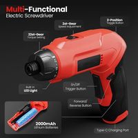 Tournevis électrique professionnel rechargeable 3,7 V avec moteur sans balais, couple de 7,1 N.m, 38 embouts, poignée pivotante, 650 tr/min