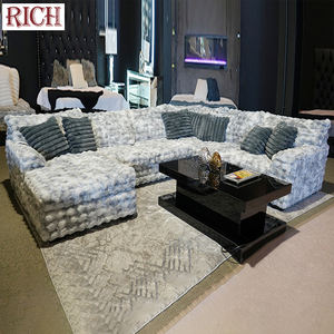 モダンなコーデュロイベルベットファブリックソファ4ピース断面チェーン付きL字型モジュラーコーナーカウチホームヴィラ用リビングルームホテル - Product Image 6