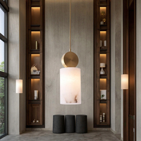 Luminaire suspendu moderne de luxe en marbre blanc pour bar d'hôtel, îlot de cuisine, lustre élégant en cuivre de petite taille