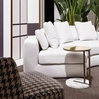 SAIDKOCC Moderne Minimaliste Marbre Salon Balcon Taille Moyenne 2 Couleurs Rond 40*50cm Volakas Bande Blanche en Noir