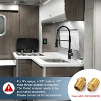 Robinet de cuisine noir en acier inoxydable, monocommande, monotrou, avec douchette extractible, pivotant à 360°, double fonction, pour montage sur plan de travail, usage extérieur et buanderie
