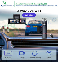 Caméra embarquée DVR pour voiture HD WIFI 4K avec 3 objectifs, surveillance de stationnement 24h/24, écran IPS, garantie 1 an