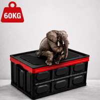 Boîte de rangement pliable de grande capacité 120L pour le camping, organisateur de coffre de voiture multifonctionnel pliable, caisse de rangement en PP avec couvercle pour les voyages