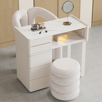 Table de manucure multifonctionnelle de luxe en verre noir Ensemble de chaises de salon de manucure pour salon de coiffure ou salon de coiffure
