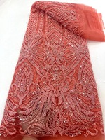 LS503 Tissu de luxe haut de gamme en dentelle française perlée Tissu de broderie à paillettes pour robe de mariée Robe de soirée