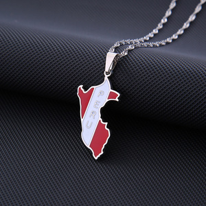 Moda Perú mapa bandera colgante collar de acero inoxidable <span class=keywords><strong>peruano</strong></span> hombres mujeres <span class=keywords><strong>oro</strong></span>/acero Color étnico mapa joyería regalo - Product Image 4