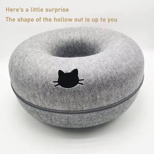 Lit et litière pour chat en feutre de laine, utilisable toute l'année, design rond, pour les petits chats, utilisation dans le salon - Product Image 6