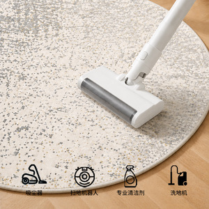 Alfombra Redonda Idan de 1 cm de Grosor con Borde Overlock, Rayas de Color Sólido, Plegable, para Sala de Estar, Sofá, Mesa de Centro, Dormitorio - Product Image 3