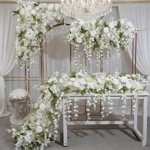 Flores Artificiales de Orquídea Rosa <span class=keywords><strong>Blanca</strong></span>, Triángulos Colgantes de Flores de Seda, Camino de Mesa para Arco de Boda, Centro de Mesa - Product Image 2