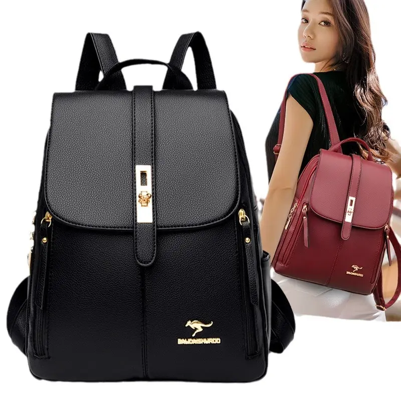 2024 yeni bayanlar büyük kapasiteli sırt çantası yumuşak deri bayanlar kızlar için kore moda basit okul çantası sırt çantası