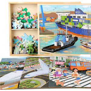 Nuovo Design <span class=keywords><strong>Puzzle</strong></span> in Legno <span class=keywords><strong>4</strong></span> 1/6 Giocattoli Educativi 66 <span class=keywords><strong>Pezzi</strong></span> <span class=keywords><strong>Puzzle</strong></span> di Dinosauri e Mezzi di Trasporto per Bambini - Product Image 4