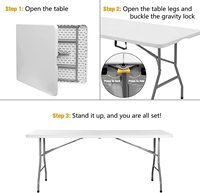 Table pliante portable en plastique HDPE robuste GSD pour l'extérieur, table à manger pliable pour les fêtes