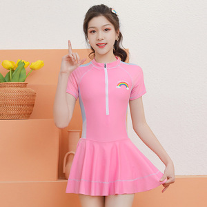 Traje de baño de una pieza para niñas Baiya, estilo princesa rosa, UPF 30, deportivo, para edades de 5 a 14 años - Product Image 2
