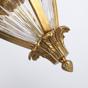 Lampadario in Vetro con Finitura in Ottone Dorato, Design Francese Mid-Century, per Villa, Corridoio di Lusso, Hotel, Casa, Karo - Product Image 4