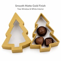 Caja de Regalo Personalizada en Forma de Árbol de Navidad, Color Dorado Mate, con Ventana de Acetato, Suministro Directo de Fábrica al por Mayor para Venta al por Menor y Regalos