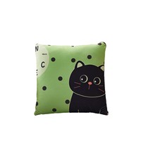 Coussin-plaid portable 2-en-1 avec imprimé chat mignon, couverture de sieste, coussin de voyage, confortable et chaud, multi-usage, quatre saisons, pour avion, maison, cadeau