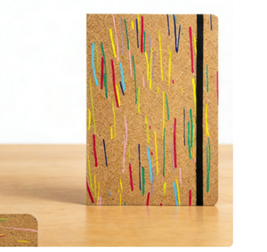 Carnet en bois souple avec impression multicolore, élastique, papier à dessin beige, carnet en bois souple assemblé - Product Image 4
