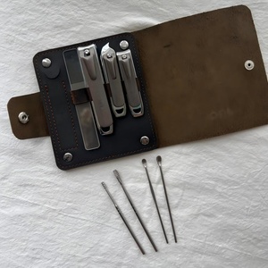 Boshiho Customized <b>Leather</b> Nail Clipper <b>Pouch</b> Slim <b>Pouch</b> Nail Clipper Pocket Short Nail Clipper Holder for Women - Product Image 3