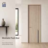 Porte intérieure moderne en bois grainé, ligne décorative verticale, résistante à l'humidité, insonorisante, pour hôtel et appartement