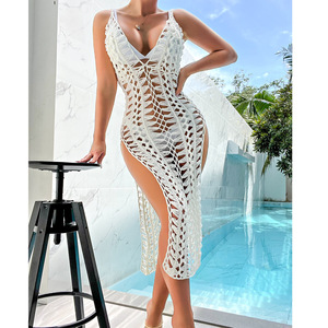 JSN9202052 Women's Beach Vacation Sexy Hand Hook Braided Hollowed Out High Slit <strong>Suspender</strong> Bikini Smock <strong>Skirt</strong> - Product Image 2