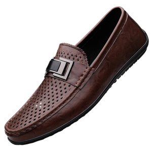 Men's Black Casual Lightweight Genuine Leather Slip-On Loafers with PU Lining Rubber Outsole Summer/Autumn/Spring-Fashion Trend - Product Image 1