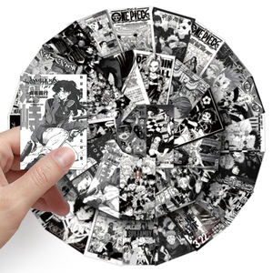 50pcs personnalisé personnalisé décoratif noir et blanc japonais <span class=keywords><strong>Manga</strong></span> affiche autocollants pour murs et consoles de jeu - Product Image 6
