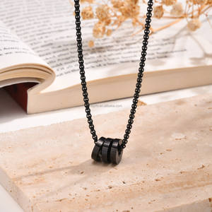 Collana con ciondolo con perline da uomo incisa su misura in acciaio inossidabile padre papà marito gioielli rondella collana con nomi di famiglia - Product Image 4