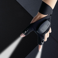 Gants LED rechargeables par USB, respirants, sans doigts, pour la pêche, la réparation, le camping, la course nocturne, la sécurité